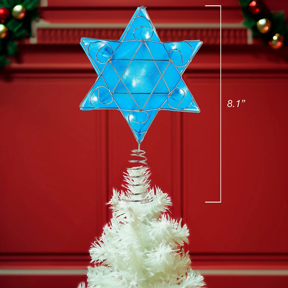 Kurt Adler UL 10-Light LED Silver and Blue Shimmer Star Treetop
